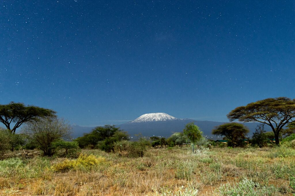 starry night over mount kilimanjaro from kenya